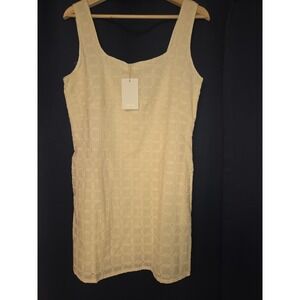 Lovelo Cream Eyelet Mini Dress Square Neck Sleeveless Women's Size Small NWT